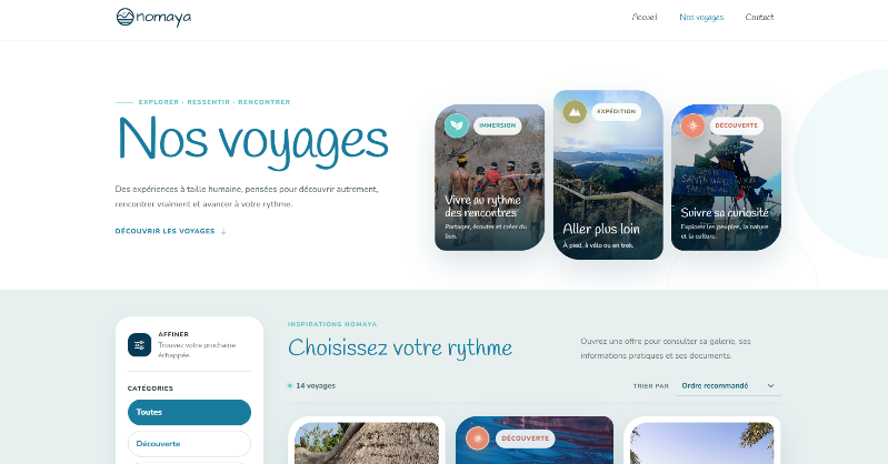 Aperçu du site Nomaya créé par AventWeb